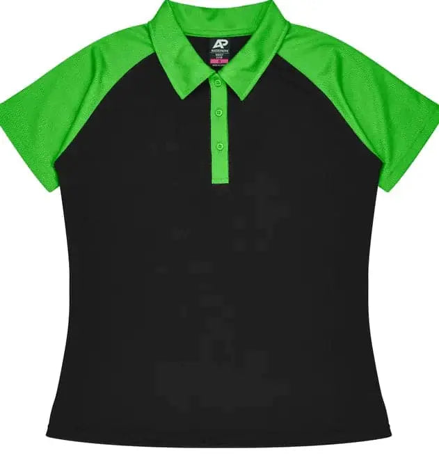 Aussie Pacific Manly Lady Polos 2318 Aussie Pacific BLACK/KAWA GREEN 6